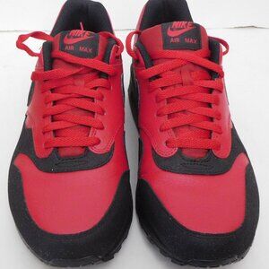Nike Air Max 1 Leather Bred Black Red Sneakers 705282-600 Size 11